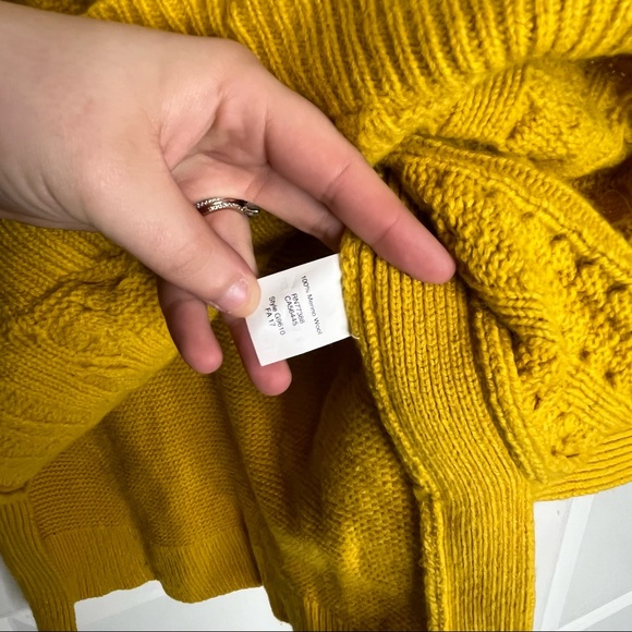 Madewell Open Side Bobble Yellow Wool Knit Sweater Size Medium - Picture 6 of 7